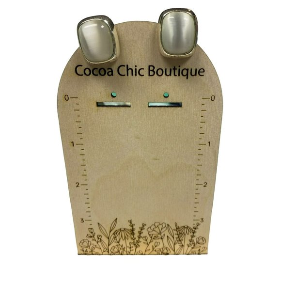 3 pair Vintage Purple, White, and Blue Enamel MCM Clip on Earrings - Picture 3 of 5